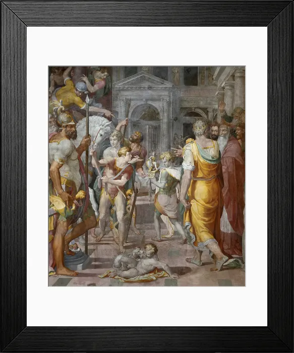 Framed Print : Peter of Aragon gives kingdom to Pope Innocent III, c. 1565. Creator: Agresti, Livio (1508-1580) Framed Print : Peter of Aragon gives kingdom to Pope Innocent III, c. 1565. Creator: Agresti, Livio (1508-1580)