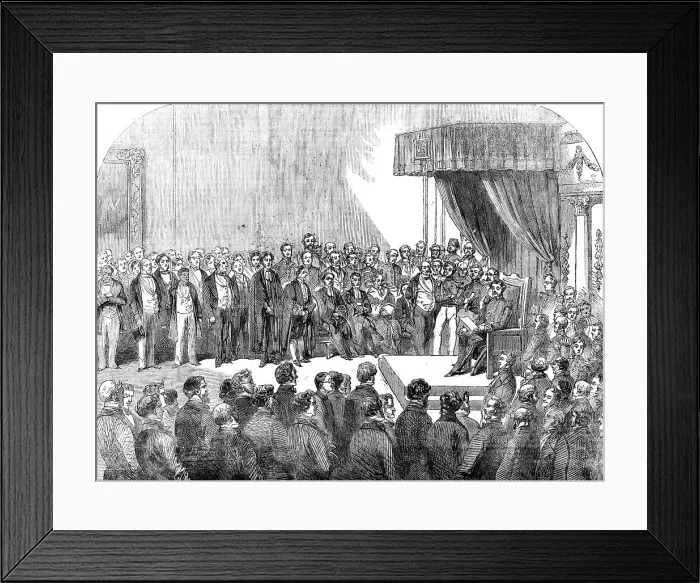 Framed Print : Opening of the First Cape Parliament, in the State-Room, Cape Town, 1854. Creator: Unknown Framed Print : Opening of the First Cape Parliament, in the State-Room, Cape Town, 1854. Creator: Unknown
