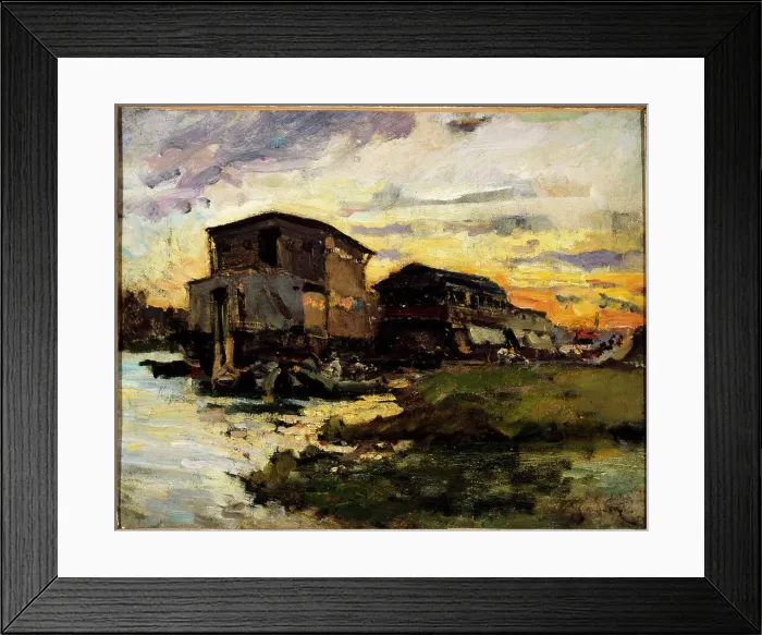 Framed Print : Laundry boat on the Seine, around Paris, c1880. Creator: Unknown Framed Print : Laundry boat on the Seine, around Paris, c1880. Creator: Unknown