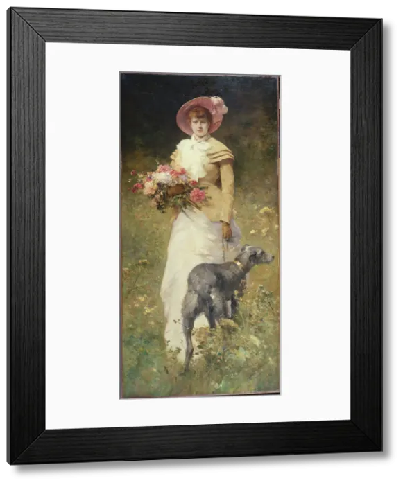 Framed Print : Le Matin, dit aussi Femme au chien, c1880. Creator: Ferdinand Heilbuth Framed Print : Le Matin, dit aussi Femme au chien, c1880. Creator: Ferdinand Heilbuth