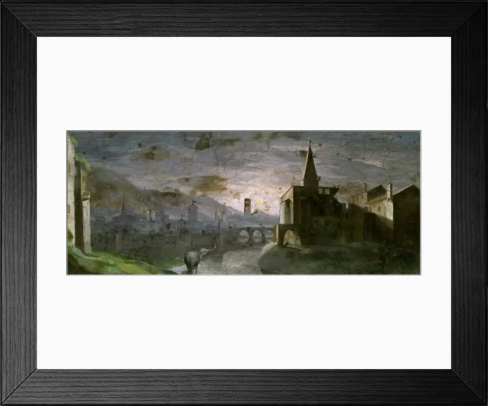 Framed Print : Landscape at dawn, ca 1565-1570. Creator: Arbasia, Cesare (c. 1547-1607) Framed Print : Landscape at dawn, ca 1565-1570. Creator: Arbasia, Cesare (c. 1547-1607)