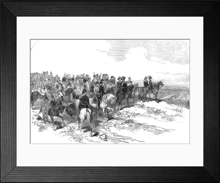 Framed Print : Prince Albert, the Emperor of the French, and staff, at the Review at Marquise, 1854. Creator: W Thomas Framed Print : Prince Albert, the Emperor of the French, and staff, at the Review at Marquise, 1854. Creator: W Thomas