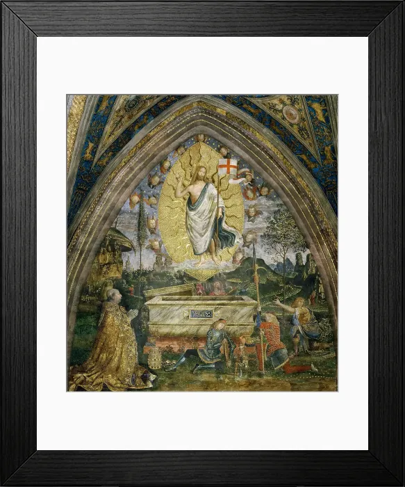 Framed Print : The Resurrection with Pope Alexander VI Borgia, 1492-1495. Creator: Pinturicchio, Bernardino (1454-1513) Framed Print : The Resurrection with Pope Alexander VI Borgia, 1492-1495. Creator: Pinturicchio, Bernardino (1454-1513)