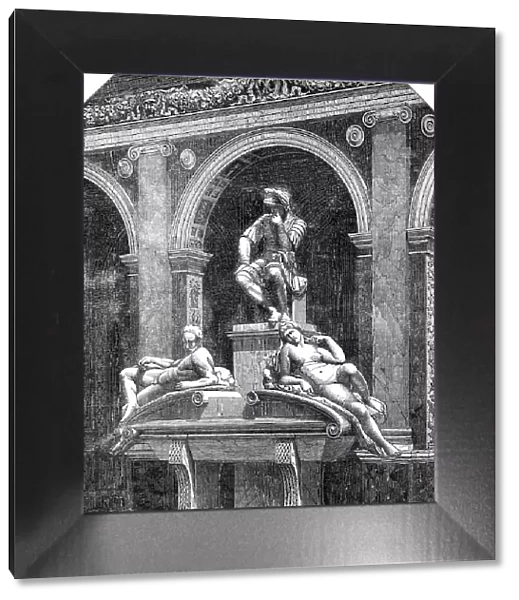 The Monument of Lorenzo de Medici, by Michael Angelo, in the Italian Court, at the Crystal... 1854. Creator: Unknown