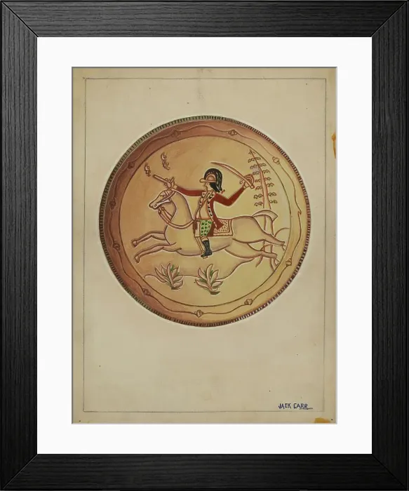 Framed Print : Pa. German Pie Plate, c. 1937. Creator: Jack Carr Framed Print : Pa. German Pie Plate, c. 1937. Creator: Jack Carr