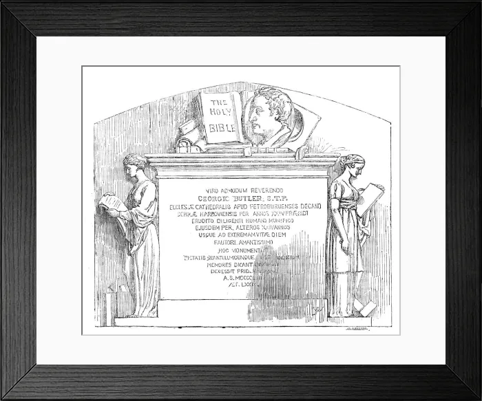 Framed Print : Monument to the late Rev. D. Butler, in Harrow Church, 1854. Creator: Williams Framed Print : Monument to the late Rev. D. Butler, in Harrow Church, 1854. Creator: Williams