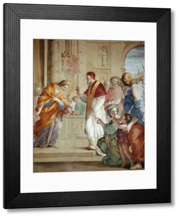 Framed Print : The Meeting of the Countess Matilda and Pope Gregory VII, c. 1640. Creator: Romanelli, Giovanni Francesco (1610-1662) Framed Print : The Meeting of the Countess Matilda and Pope Gregory VII, c. 1640. Creator: Romanelli, Giovanni Francesco (1610-1662)