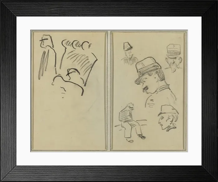 Framed Print : Soldiers; Four Soldiers and a Seated Figure [verso], 1884-1888. Creator: Paul Gauguin