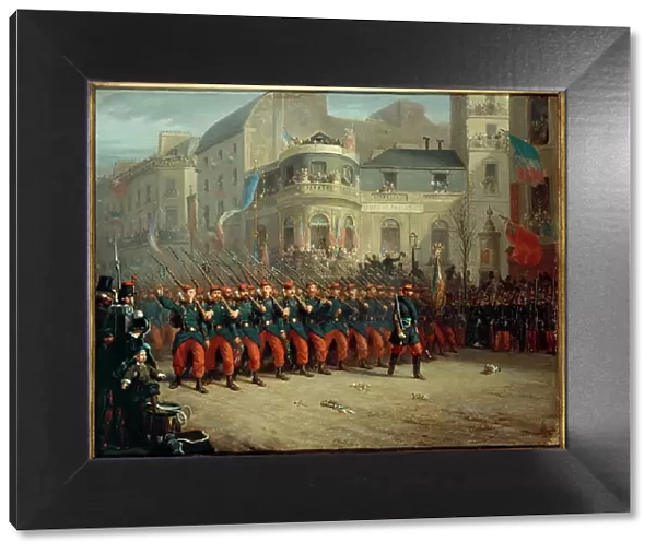 Parade on Boulevard des Italiens, Crimean Army troops, December 29, 1855. Creator: Unknown