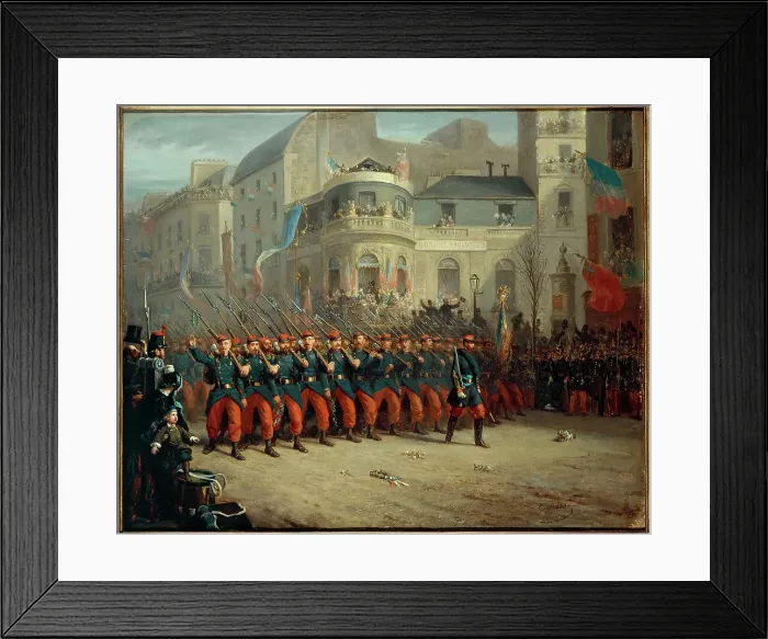 Framed Print : Parade on Boulevard des Italiens, Crimean Army troops, December 29, 1855. Creator: Unknown Framed Print : Parade on Boulevard des Italiens, Crimean Army troops, December 29, 1855. Creator: Unknown