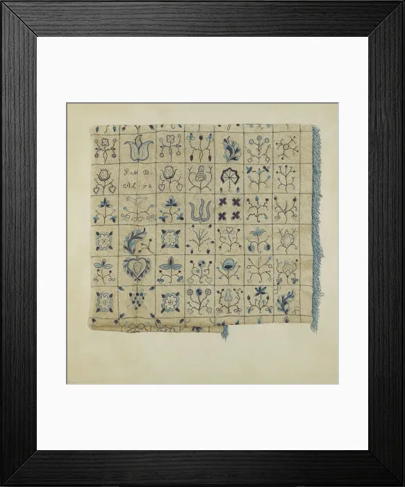 Framed Print : Coverlet, 1935 / 1942. Creator: Mae A. Clarke Framed Print : Coverlet, 1935 / 1942. Creator: Mae A. Clarke