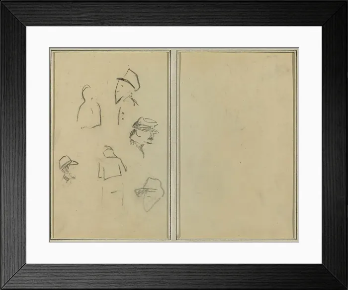 Framed Print : Four Heads and Two Figures [verso], 1884-1888. Creator: Paul Gauguin