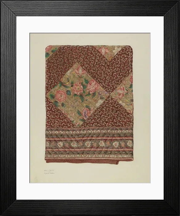 Framed Print : Applique Quilt, c. 1940. Creator: Mae A. Clarke Framed Print : Applique Quilt, c. 1940. Creator: Mae A. Clarke