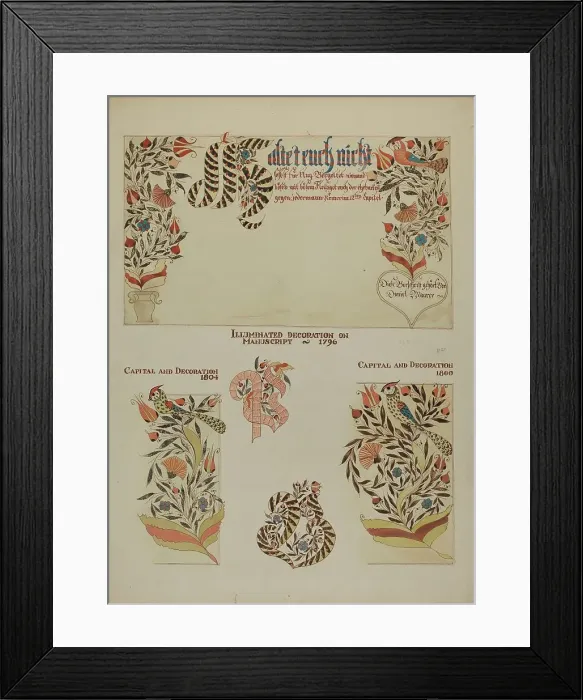 Framed Print : Pa. German Fractur Designs, c. 1937. Creator: Page Coffman Framed Print : Pa. German Fractur Designs, c. 1937. Creator: Page Coffman