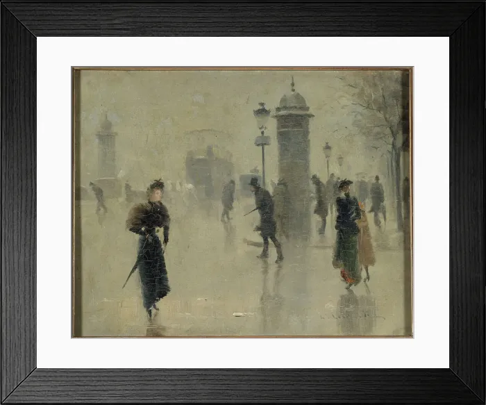 Framed Print : Passers-by on the boulevard on a winter's day, circa 1895. Creator: Unknown Framed Print : Passers-by on the boulevard on a winter's day, circa 1895. Creator: Unknown
