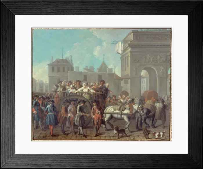 Framed Print : La Conduite des filles de joie à la Salpêtrière : le passage près de la porte Saint-Bernard, 1757. Creator: Etienne Jeaurat Framed Print : La Conduite des filles de joie à la Salpêtrière : le passage près de la porte Saint-Bernard, 1757. Creator: Etienne Jeaurat