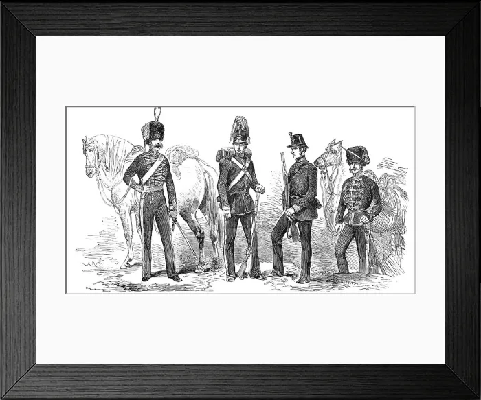 Framed Print : New Dresses for the Artillery, 1854. Creator: Unknown Framed Print : New Dresses for the Artillery, 1854. Creator: Unknown