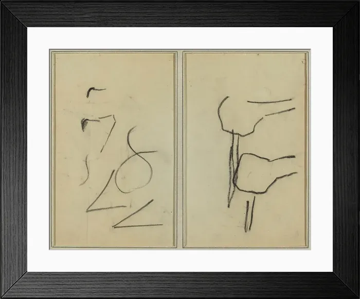 Framed Print : Scribbles; Two Shapes [verso], 1884-1888. Creator: Paul Gauguin