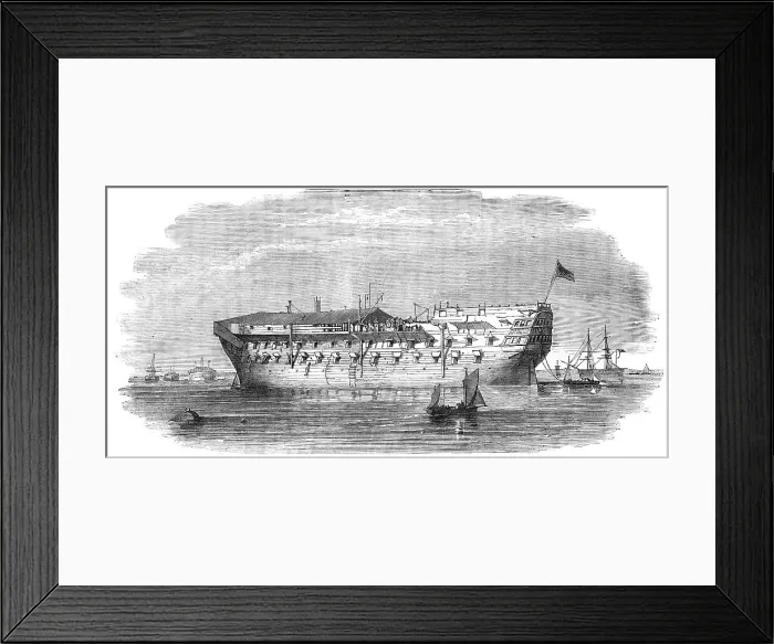Framed Print : The Devonshire Prison-ship, at Sheerness, 1854. Creator: Unknown. The Devonshire Prison-ship, at Sheerness, 1854. Creator: Unknown Framed Print : The Devonshire Prison-ship, at Sheerness, 1854. Creator: Unknown. The Devonshire Prison-ship, at Sheerness, 1854. Creator: Unknown