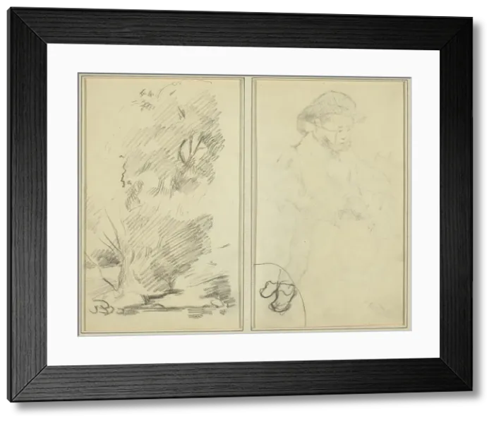 Framed Print : Trees; Sketch of Breton Boy [verso], 1884-1888. Creator: Paul Gauguin