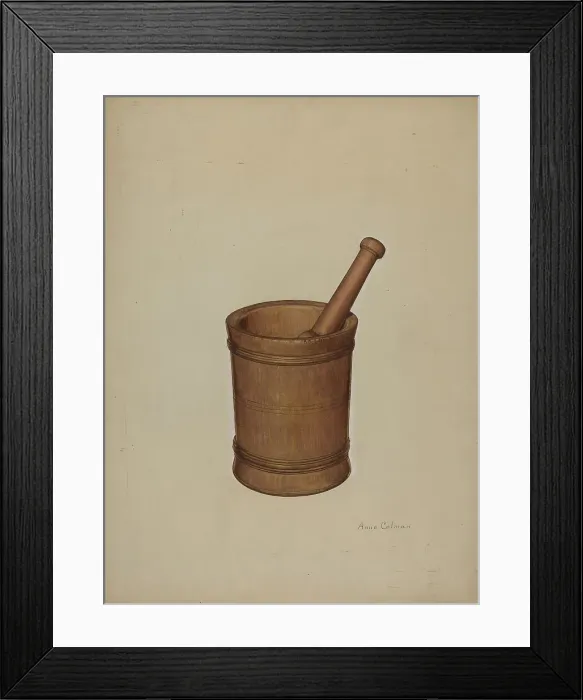 Framed Print : Mortar and Pestle, c. 1938. Creator: Anne Colman Framed Print : Mortar and Pestle, c. 1938. Creator: Anne Colman