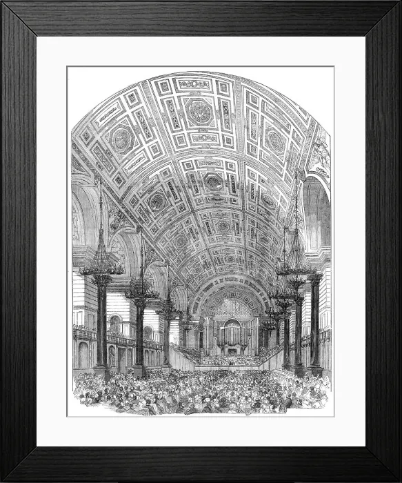 Framed Print : Interior of St. George's Hall, Liverpool, from the South - Performance of the First Oratorio, 1854. Creator: Unknown Framed Print : Interior of St. George's Hall, Liverpool, from the South - Performance of the First Oratorio, 1854. Creator: Unknown