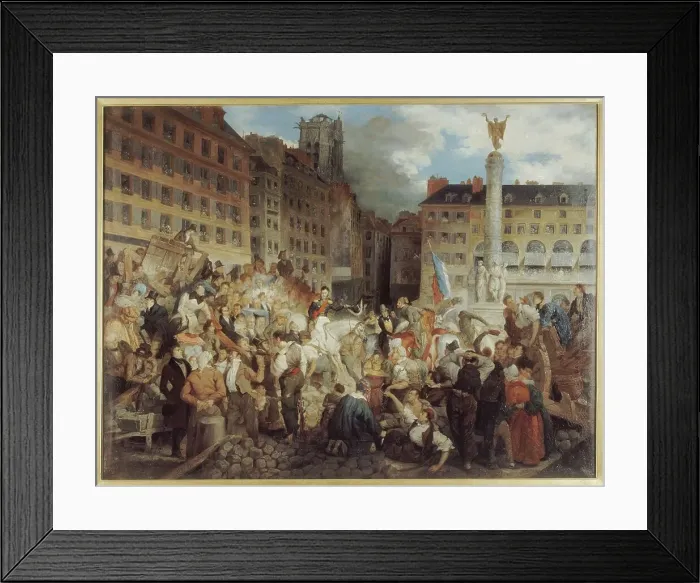 Framed Print : Le ducd'Orléans, se rendant à l'hôtel de ville, traverse la place du Châtelet, le 31 juillet 1830. Creator: Prosper Lafaye Framed Print : Le ducd'Orléans, se rendant à l'hôtel de ville, traverse la place du Châtelet, le 31 juillet 1830. Creator: Prosper Lafaye