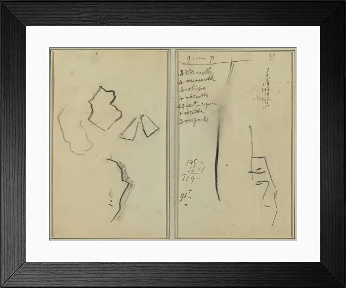 Framed Print : A Profile and Four Shapes; Sketch of a Man's Head [recto], 1884-1888. Creator: Paul Gauguin