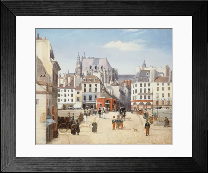 Framed Print : Pont Saint-Michel and the city, around 1830. Creator: Unknown Framed Print : Pont Saint-Michel and the city, around 1830. Creator: Unknown