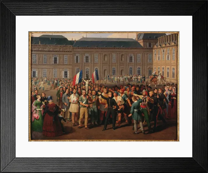 Framed Print : Les polytechniciens portant le crucifix sauvé de la chapelle des Tuileries, lors des... 1848. Creator: Hippolyte Lecomte Framed Print : Les polytechniciens portant le crucifix sauvé de la chapelle des Tuileries, lors des... 1848. Creator: Hippolyte Lecomte