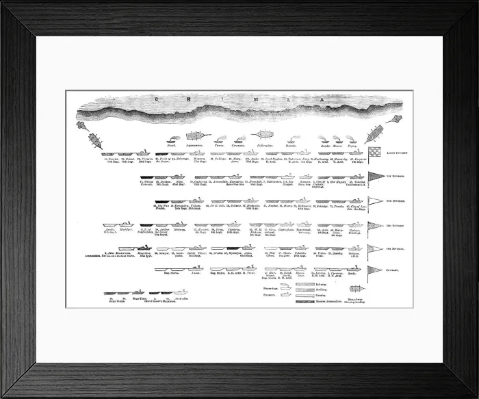 Framed Print : The Official Arrangement of the British Division off the coast of the Crimea, 1854. Creator: Unknown Framed Print : The Official Arrangement of the British Division off the coast of the Crimea, 1854. Creator: Unknown