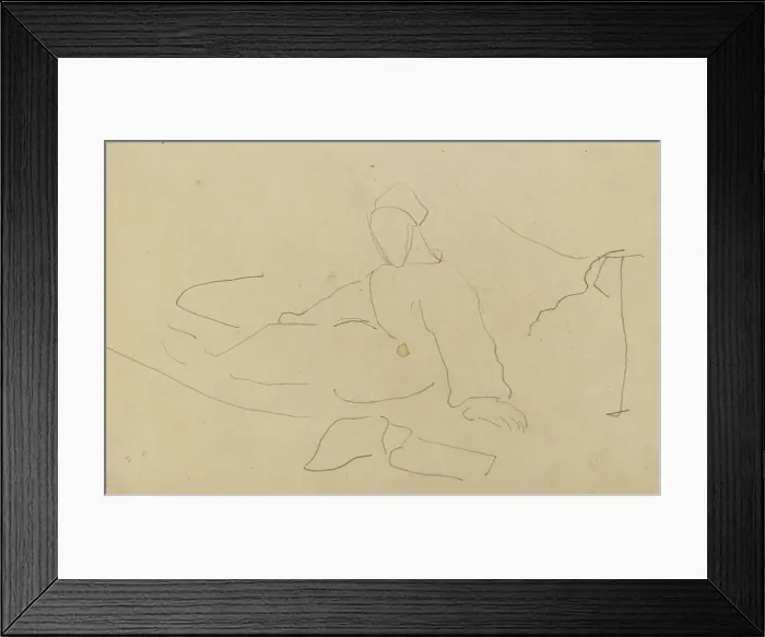 Framed Print : Figure Seated on the Ground [recto], 1884-1888. Creator: Paul Gauguin
