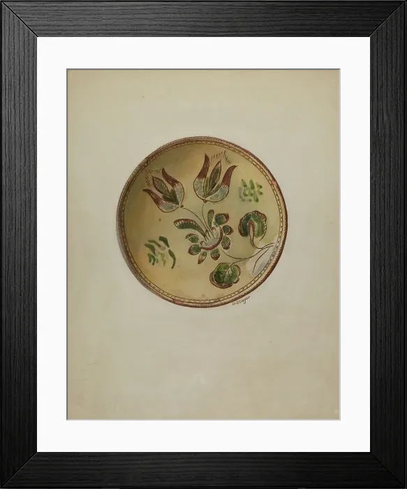 Framed Print : Pa. German Plate, c. 1937. Creator: David Ellinger Framed Print : Pa. German Plate, c. 1937. Creator: David Ellinger