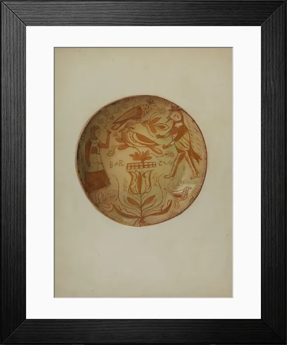 Framed Print : Pa. German Plate, c. 1937. Creator: David Ellinger
