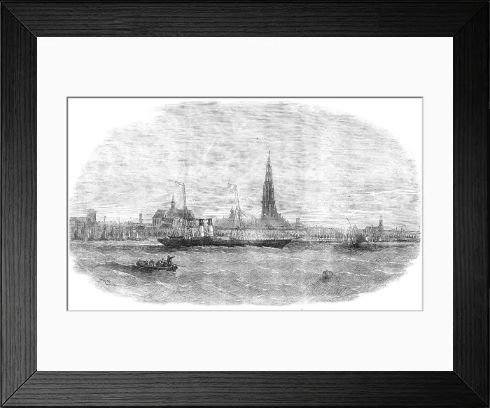Framed Print : New Route to Belgium - The Aquila Steam-ship leaving Antwerp, 1854. Creator: Unknown. New Route to Belgium - The Aquila Steam-ship leaving Antwerp, 1854. Creator: Unknown Framed Print : New Route to Belgium - The Aquila Steam-ship leaving Antwerp, 1854. Creator: Unknown. New Route to Belgium - The Aquila Steam-ship leaving Antwerp, 1854. Creator: Unknown