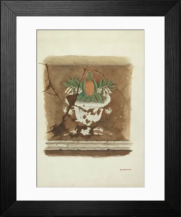 Framed Print : Wall Painting - Pineapple Motif, c. 1937. Creator: W. J. Goodacre Framed Print : Wall Painting - Pineapple Motif, c. 1937. Creator: W. J. Goodacre