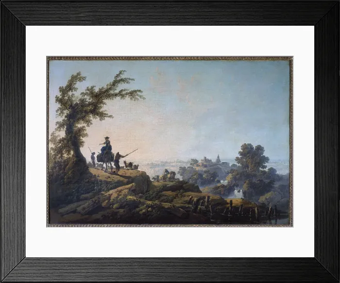 Framed Print : Paysage animé, 1785. Creator: Jean-Baptiste Pillement Framed Print : Paysage animé, 1785. Creator: Jean-Baptiste Pillement