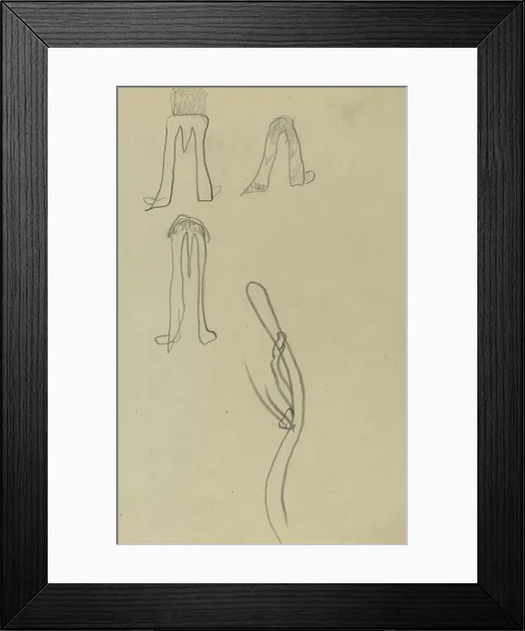 Framed Print : Four Fantastic Forms [recto], 1884-1888. Creator: Paul Gauguin