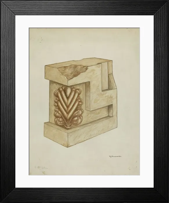Framed Print : Fragment from Original Architrave of Mission Church Facade, c. 1937. Creator: W. J. Goodacre Framed Print : Fragment from Original Architrave of Mission Church Facade, c. 1937. Creator: W. J. Goodacre
