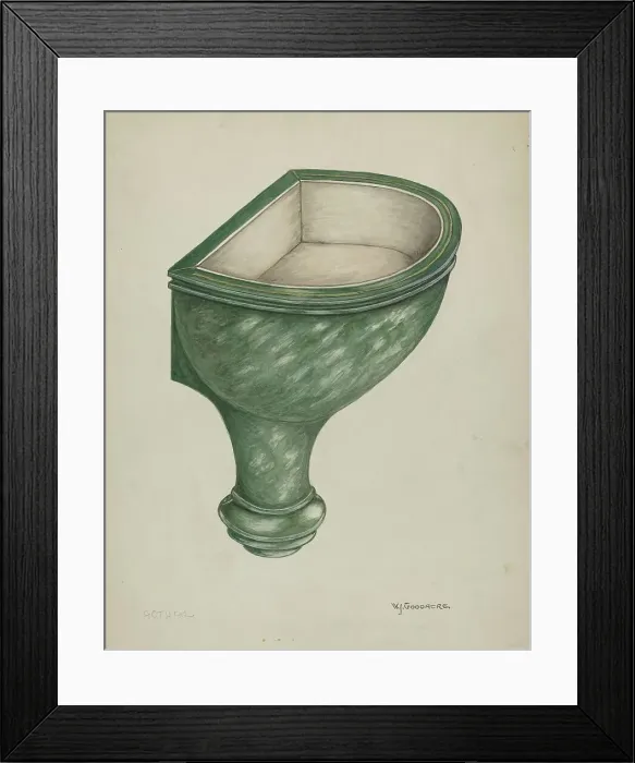 Framed Print : Holy Water Font, Santa Barbara, 1935 / 1942. Creator: W. J. Goodacre Framed Print : Holy Water Font, Santa Barbara, 1935 / 1942. Creator: W. J. Goodacre