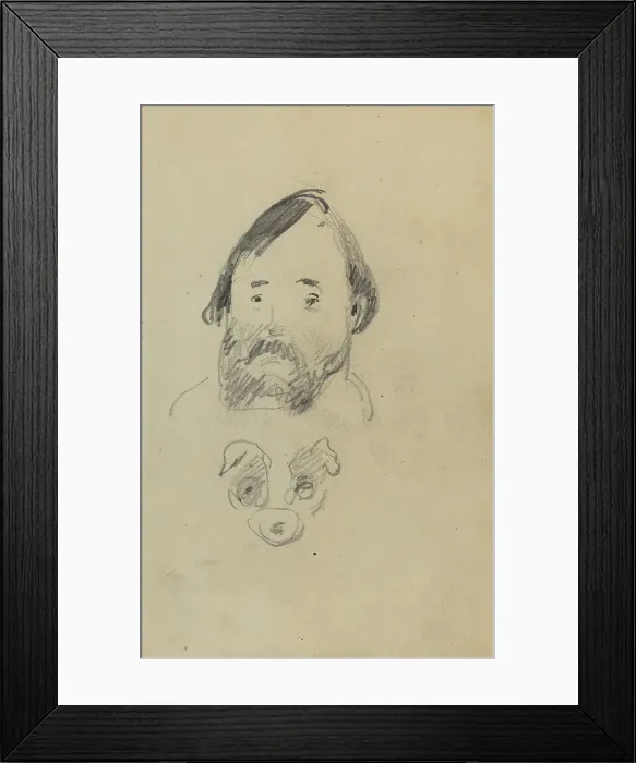 Framed Print : Head of a Bearded Man with a Head of a Dog [recto], 1884-1888. Creator: Paul Gauguin