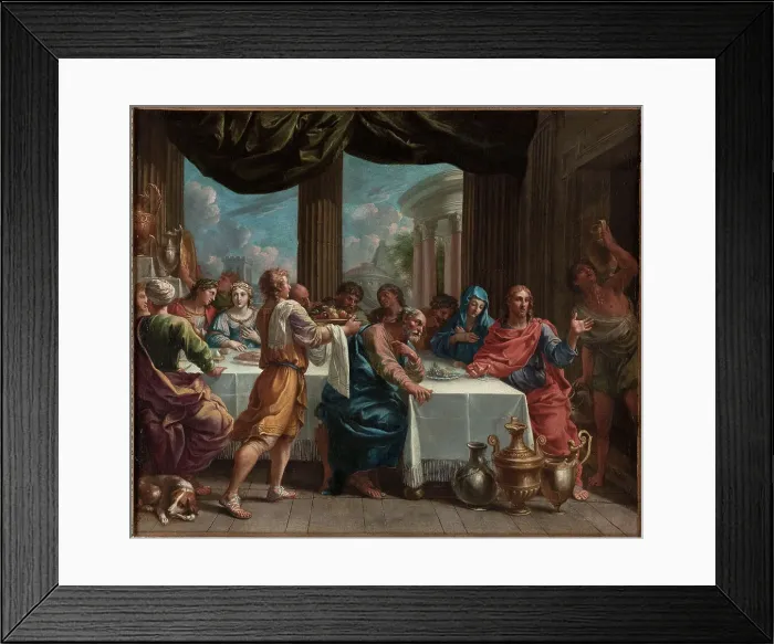 Framed Print : Les Noces de Cana. Esquisse pour le carton de la tapisserie tissée pour la tenture de la... 1652. Creator: Charles Poerson Framed Print : Les Noces de Cana. Esquisse pour le carton de la tapisserie tissée pour la tenture de la... 1652. Creator: Charles Poerson