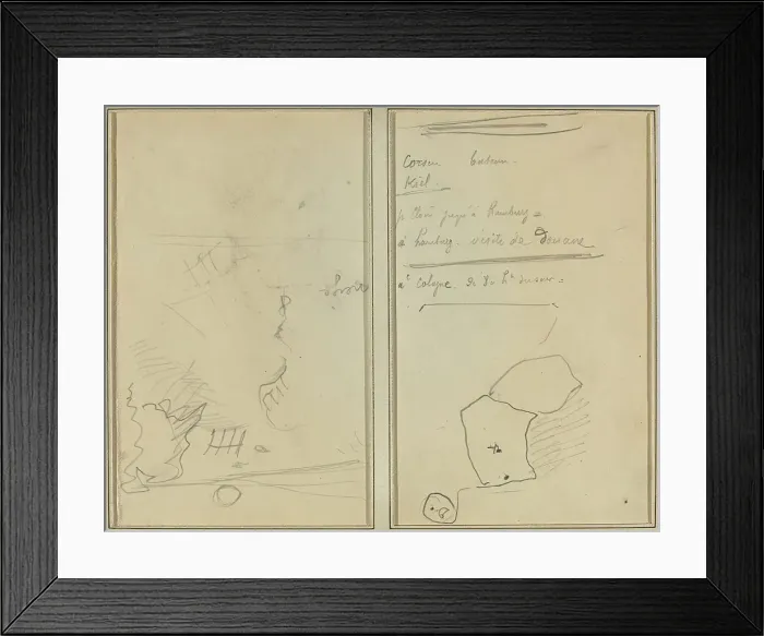 Framed Print : Head of a Monkey; Inventory of Bottles and Beverages [verso], 1884-1888. Creator: Paul Gauguin