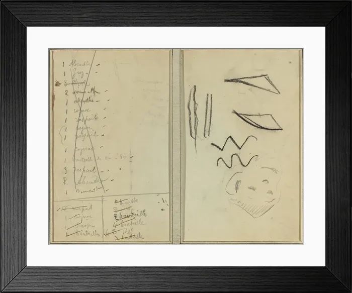 Framed Print : Neige (Snow); Itinerary [recto], 1884-1888. Creator: Paul Gauguin