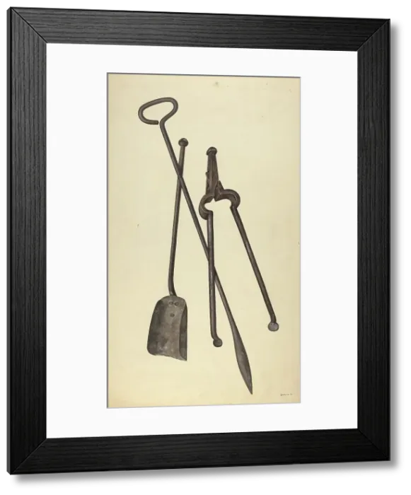 Framed Print : Zoar Fire Tongs, Poker and Shovel, 1937. Creator: Jerry Guinta Framed Print : Zoar Fire Tongs, Poker and Shovel, 1937. Creator: Jerry Guinta