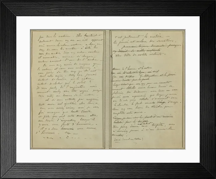 Framed Print : Manuscript Pages [verso], 1884-1888. Creator: Paul Gauguin
