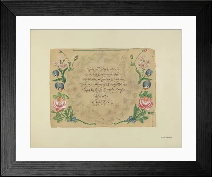 Framed Print : Zoar Decorated Painting, c. 1938. Creator: Jerry Guinta Framed Print : Zoar Decorated Painting, c. 1938. Creator: Jerry Guinta