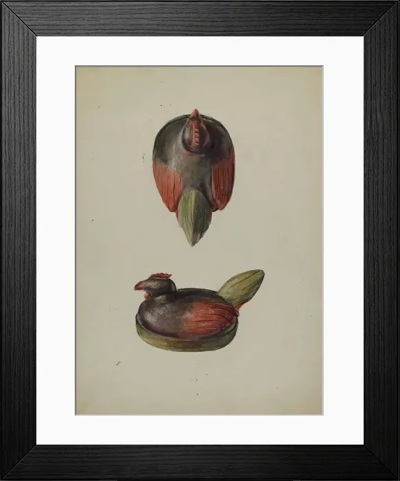 Framed Print : Pa. German Carved Wooden Chicken, c. 1937. Creator: Robert Harlow Framed Print : Pa. German Carved Wooden Chicken, c. 1937. Creator: Robert Harlow