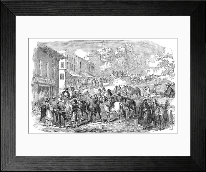 Framed Print : Horse Bazaar, at Constantinople, 1854. Creator: Unknown Framed Print : Horse Bazaar, at Constantinople, 1854. Creator: Unknown