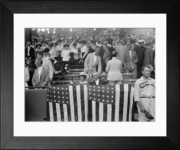 Framed Print : Baseball, Congressional - President And Mrs. Wilson, 1917. Creator: Harris & Ewing. Baseball, Congressional - President And Mrs. Wilson, 1917. Creator: Harris & Ewing Framed Print : Baseball, Congressional - President And Mrs. Wilson, 1917. Creator: Harris & Ewing. Baseball, Congressional - President And Mrs. Wilson, 1917. Creator: Harris & Ewing
